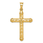 14k Hollow Diamond-cut Cross Pendant