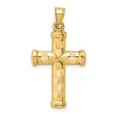 14k Hollow Diamond-cut Cross Pendant