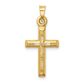 14k Hollow Diamond-cut Cross Pendant