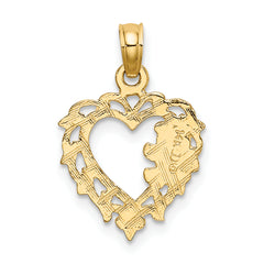 14K Teddy Bear in Heart Charm