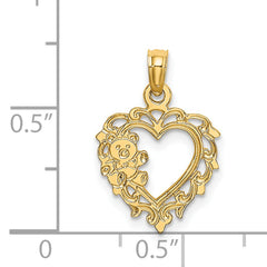 14K Teddy Bear in Heart Charm