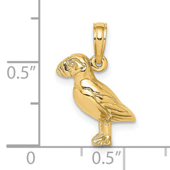 14K 2-D Polished and Textured Puffin Bird Charm