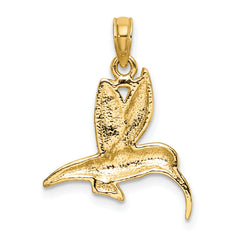 14K Textured Hummingbird Flying Charm