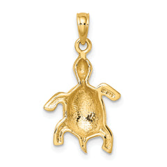 14K Polished Turtle with Textured Shell Charm