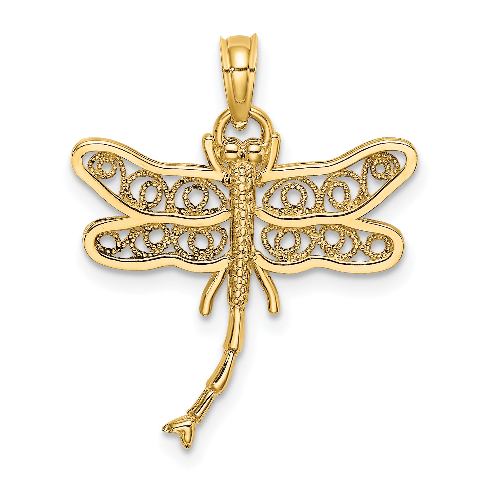 14K Dragonfly w/Beaded Filigree Wings Charm