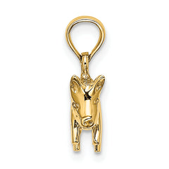 14K 3-D Polished Pig with Curly Tail Charm