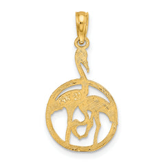 14K Flamingos In Circle Charm