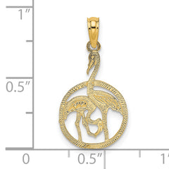14K Flamingos In Circle Charm