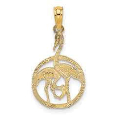 14K Flamingos In Circle Charm