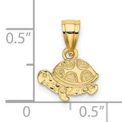 14K Flat and Engraved Mini Turtle Charm