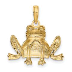 14K Textured Sitting Frog Charm