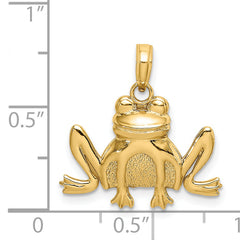 14K Textured Sitting Frog Charm