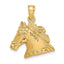 Horse Head Charm in 14K Yellow Gold, 23mm Textured - Sophia Jewelers
