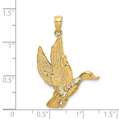 14K Flying Mallard Duck Charm