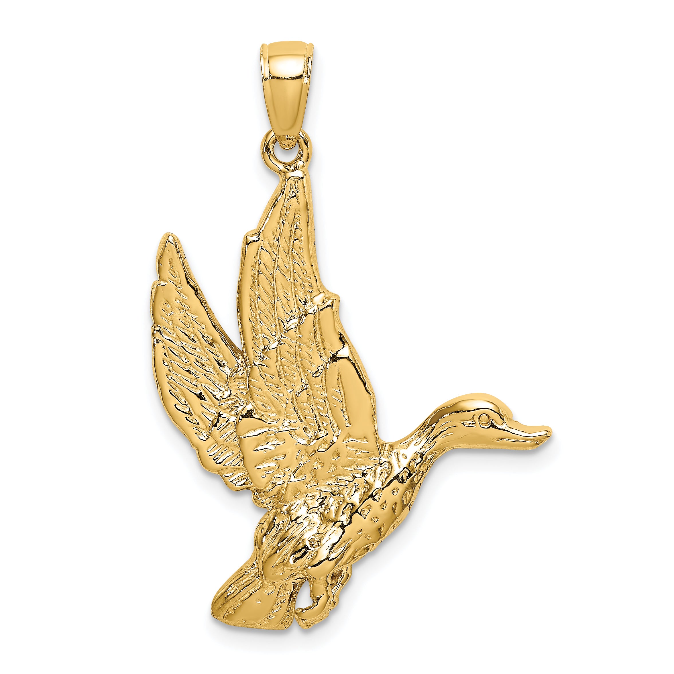 14K Flying Mallard Duck Charm