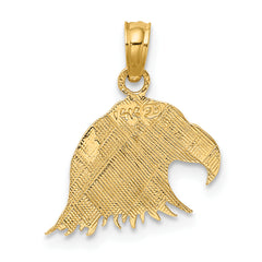 14K Engraved Flat Eagle Head Charm