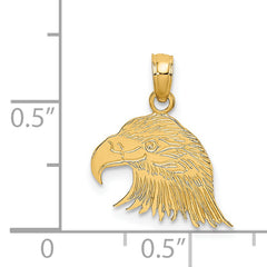 14K Engraved Flat Eagle Head Charm