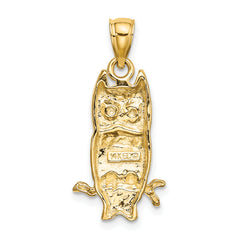 14K Textured Owl Charm