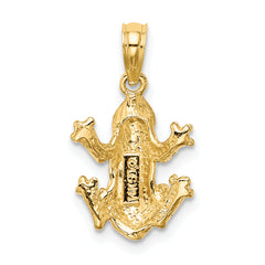 14K 2-D Textured Top View Frog Charm