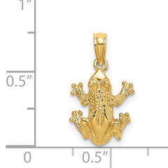 14K 2-D Textured Top View Frog Charm
