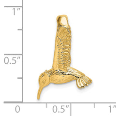 14K 3-D Hummingbird Charm