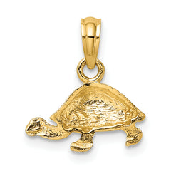 14K Polished and Engraved Mini Turtle Charm