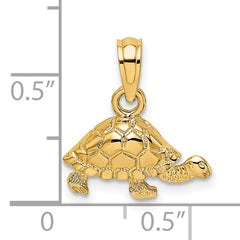 14K Polished and Engraved Mini Turtle Charm
