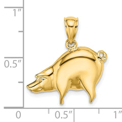 14K Polished Pig Charm