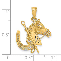14K Horse Head w/ Shoe and Crop Charm