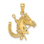 Horse Head, Shoe & Crop Charm in 14K Yellow Gold, 26mm Textured - Sophia Jewelers