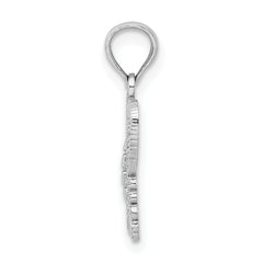 14K White Gold Polished and Beaded Butterfly Charm