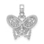 14K White Gold Polished and Beaded Butterfly Charm