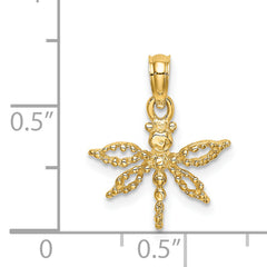 14K 2-D Mini Dragonfly w/Cut-out Wings Charm