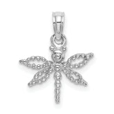 14K White Gold 2-D Mini Dragonfly w/Cut-out Wings Charm