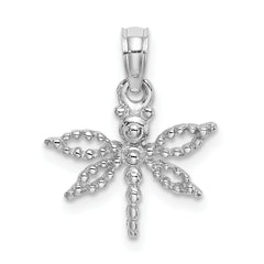 14K White Gold 2-D Mini Dragonfly w/Cut-out Wings Charm