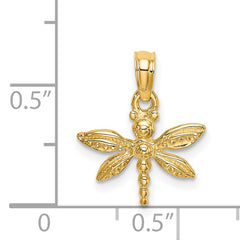 14K 2-D Mini Dragonfly w/Solid Wings Charm
