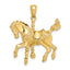 Carousel Horse Tail Up Charm in 14K Yellow Gold, 33mm - Sophia Jewelers