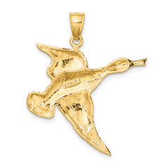 14K Textured Flying Duck Charm