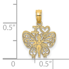 14K I HEART Butterfly Charm