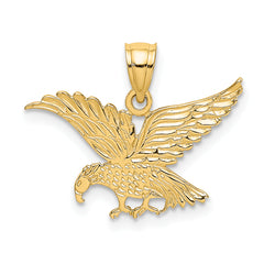 14K Flat Engraved Eagle Charm