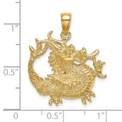 14K 2-D Textured Dragon Charm