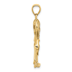14K 3-D Textured Flamingo Charm