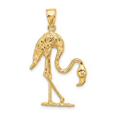 14K 3-D Textured Flamingo Charm