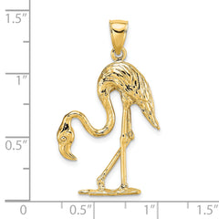 14K 3-D Textured Flamingo Charm