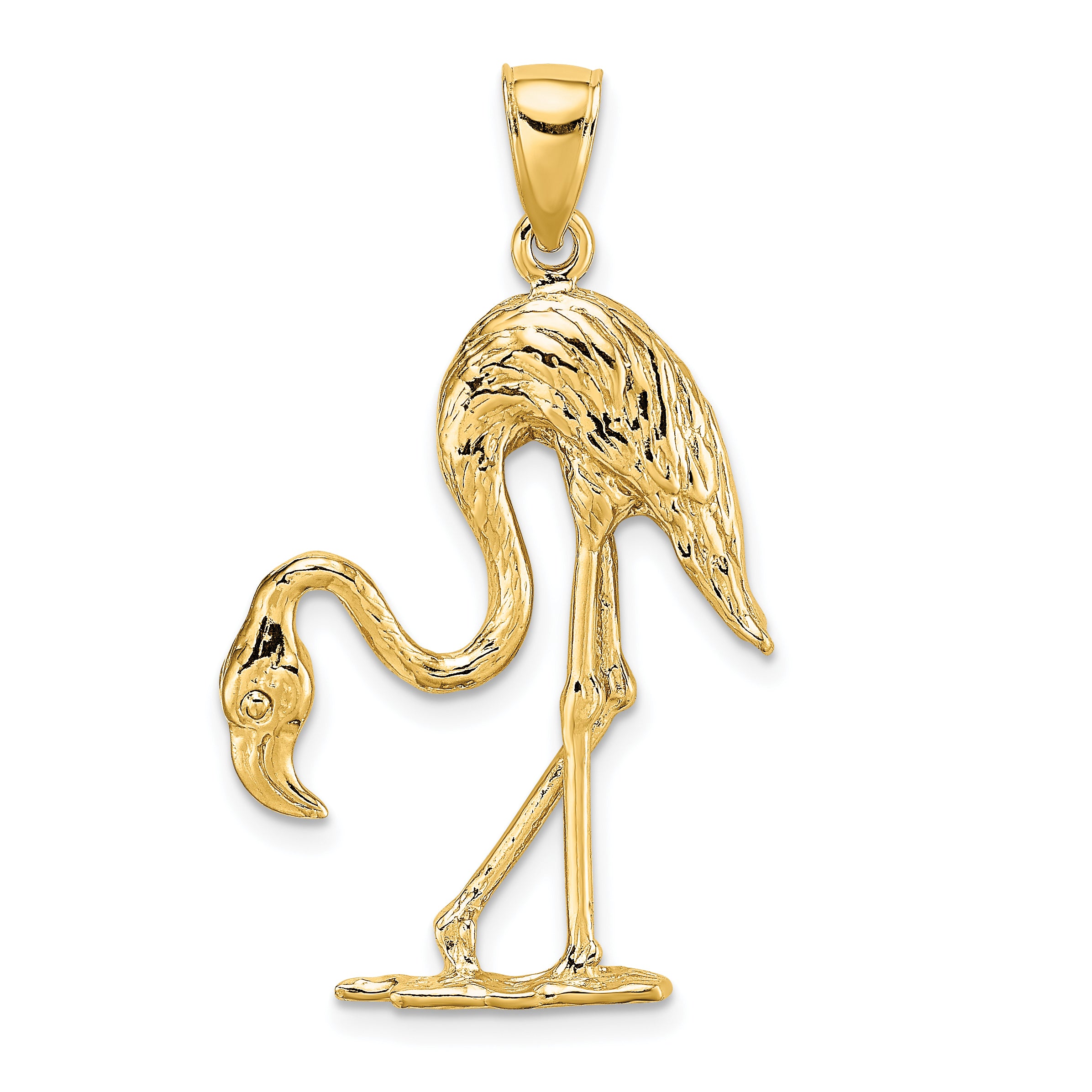 14K 3-D Textured Flamingo Charm