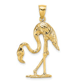 14K 3-D Textured Flamingo Charm