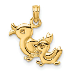 14K 3-D Two Ducks Charm