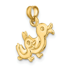 14K 3-D Two Ducks Charm