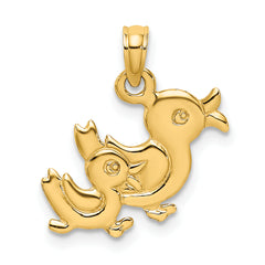 14K 3-D Two Ducks Charm