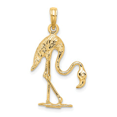 14K 3-D Textured Flamingo Charm